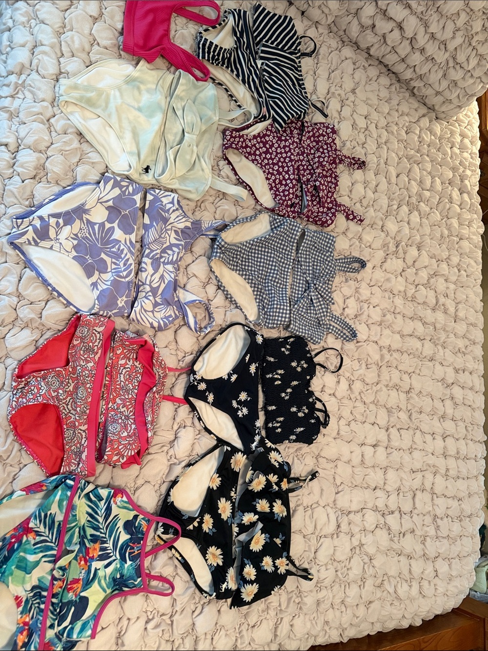 abercrombie kids 7/8 Girls Swim 9 Bikini Tops and Bottoms Set Bundle+ extra top